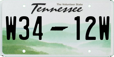 TN license plate W3412W