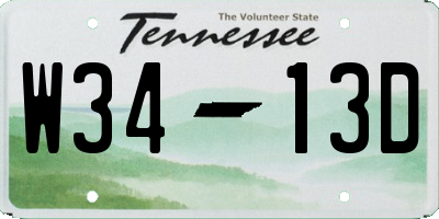 TN license plate W3413D