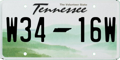 TN license plate W3416W
