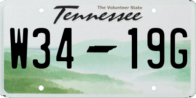 TN license plate W3419G