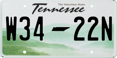 TN license plate W3422N