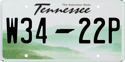 TN license plate W3422P