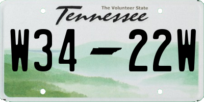 TN license plate W3422W
