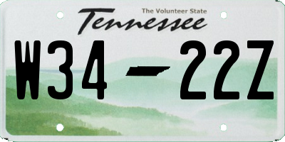 TN license plate W3422Z