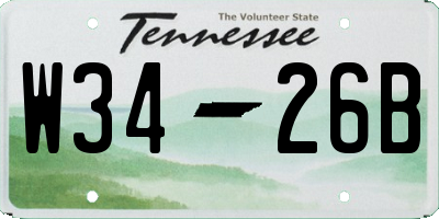 TN license plate W3426B