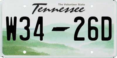 TN license plate W3426D