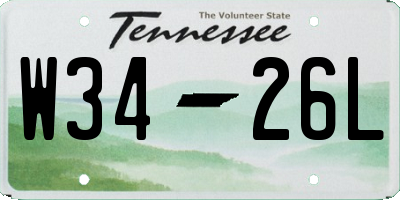 TN license plate W3426L