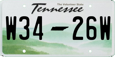 TN license plate W3426W