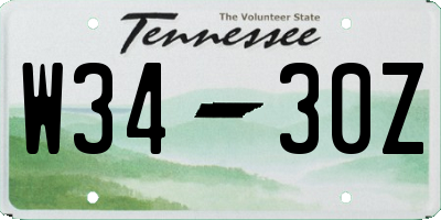TN license plate W3430Z