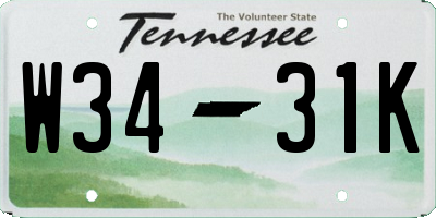 TN license plate W3431K