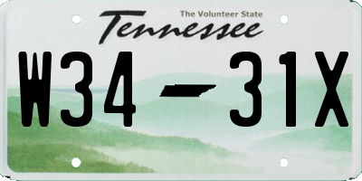 TN license plate W3431X