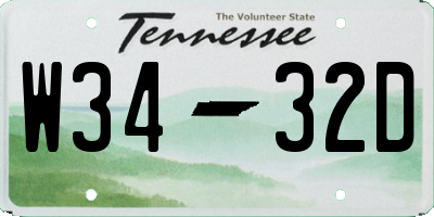 TN license plate W3432D