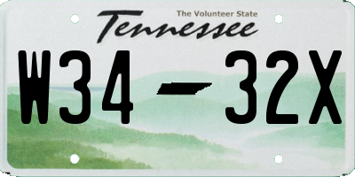 TN license plate W3432X