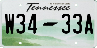 TN license plate W3433A