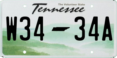 TN license plate W3434A