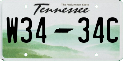 TN license plate W3434C