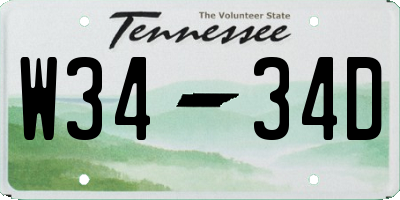 TN license plate W3434D