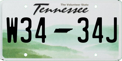 TN license plate W3434J