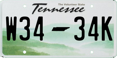 TN license plate W3434K