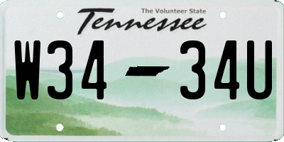 TN license plate W3434U