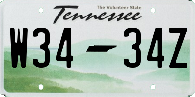 TN license plate W3434Z