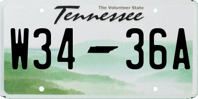 TN license plate W3436A