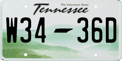 TN license plate W3436D