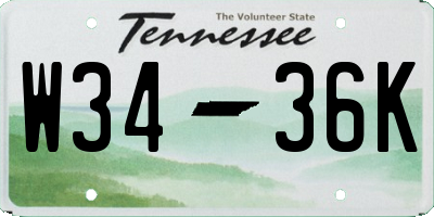 TN license plate W3436K