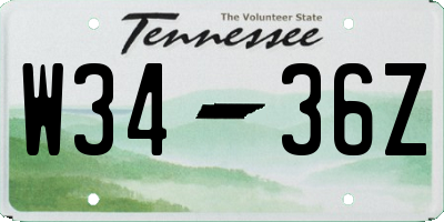 TN license plate W3436Z