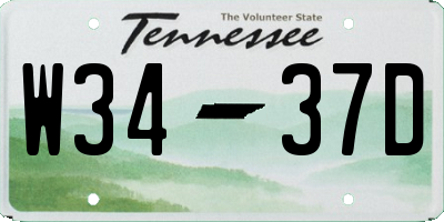 TN license plate W3437D