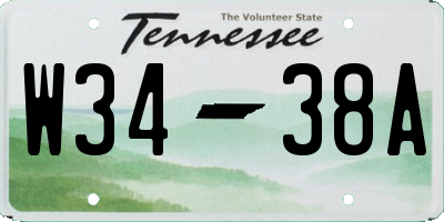 TN license plate W3438A