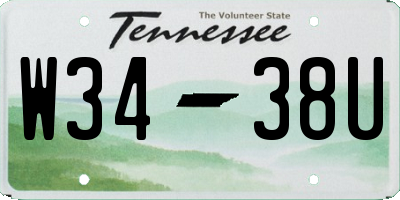 TN license plate W3438U