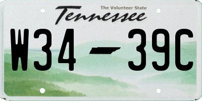 TN license plate W3439C