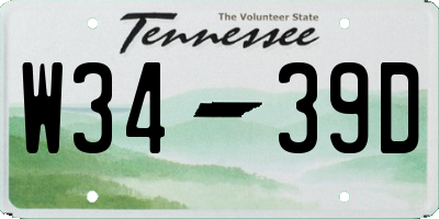 TN license plate W3439D