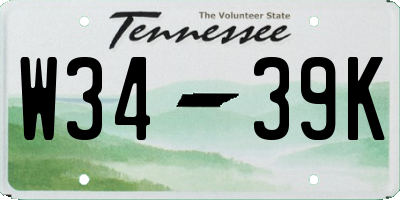 TN license plate W3439K