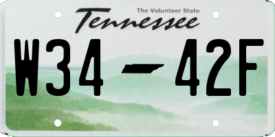 TN license plate W3442F