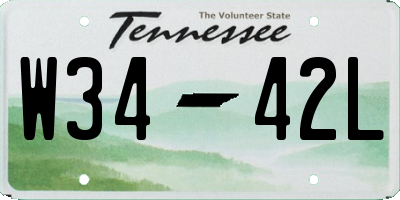 TN license plate W3442L