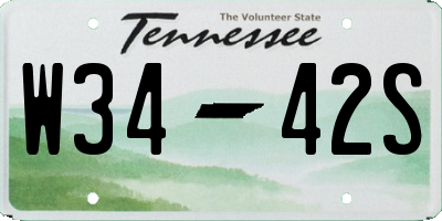 TN license plate W3442S