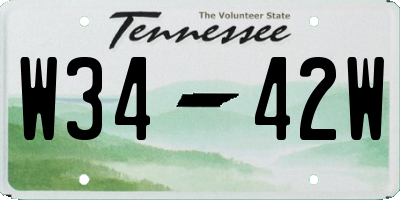 TN license plate W3442W
