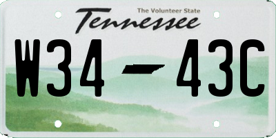 TN license plate W3443C