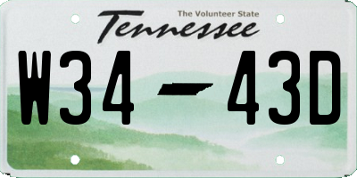 TN license plate W3443D