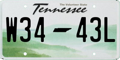TN license plate W3443L