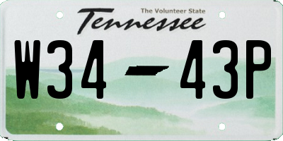 TN license plate W3443P