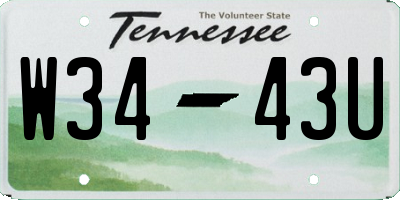 TN license plate W3443U