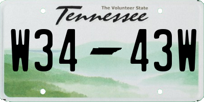 TN license plate W3443W