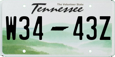 TN license plate W3443Z
