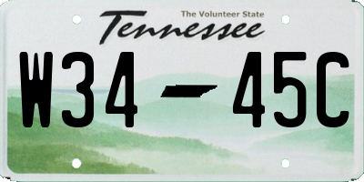 TN license plate W3445C
