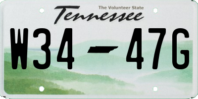 TN license plate W3447G