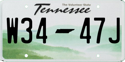 TN license plate W3447J