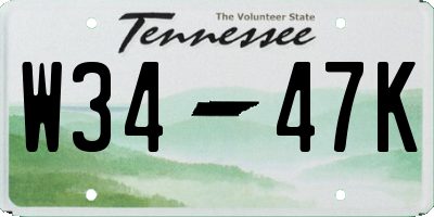TN license plate W3447K